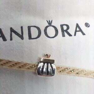 Pandora Sterling Silver 14k Two Toned Clutch Purse Bead Charm 790475
